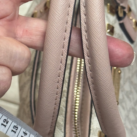 Michael Kors Pink and Cream Studded Satchel - Picture 3 of 8
